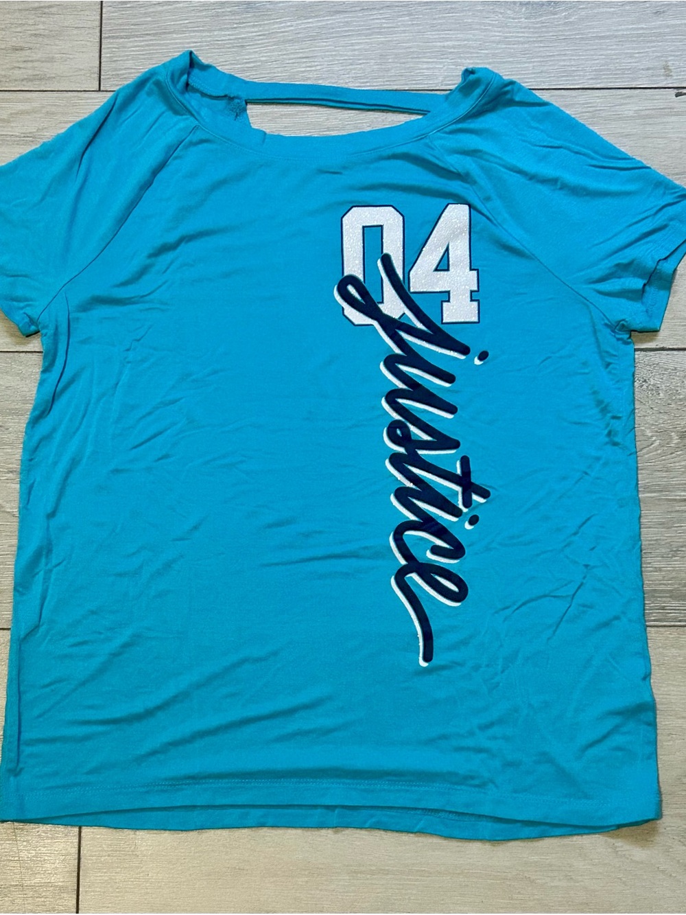 Justice Teal Graphic Swim Coverup with '04' Detail